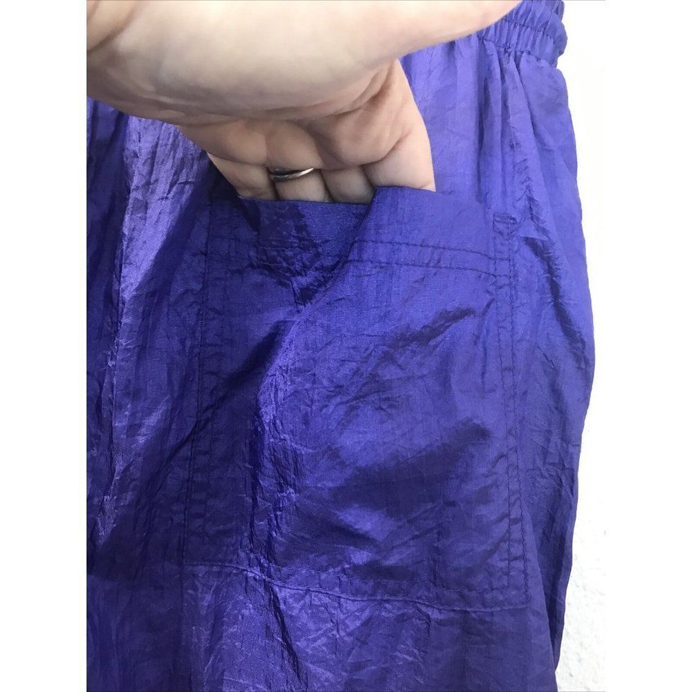 Track Sweat Pants L Purple Nylon Blend Lined Pockets elastic drawstring waist - Picture 5 of 11